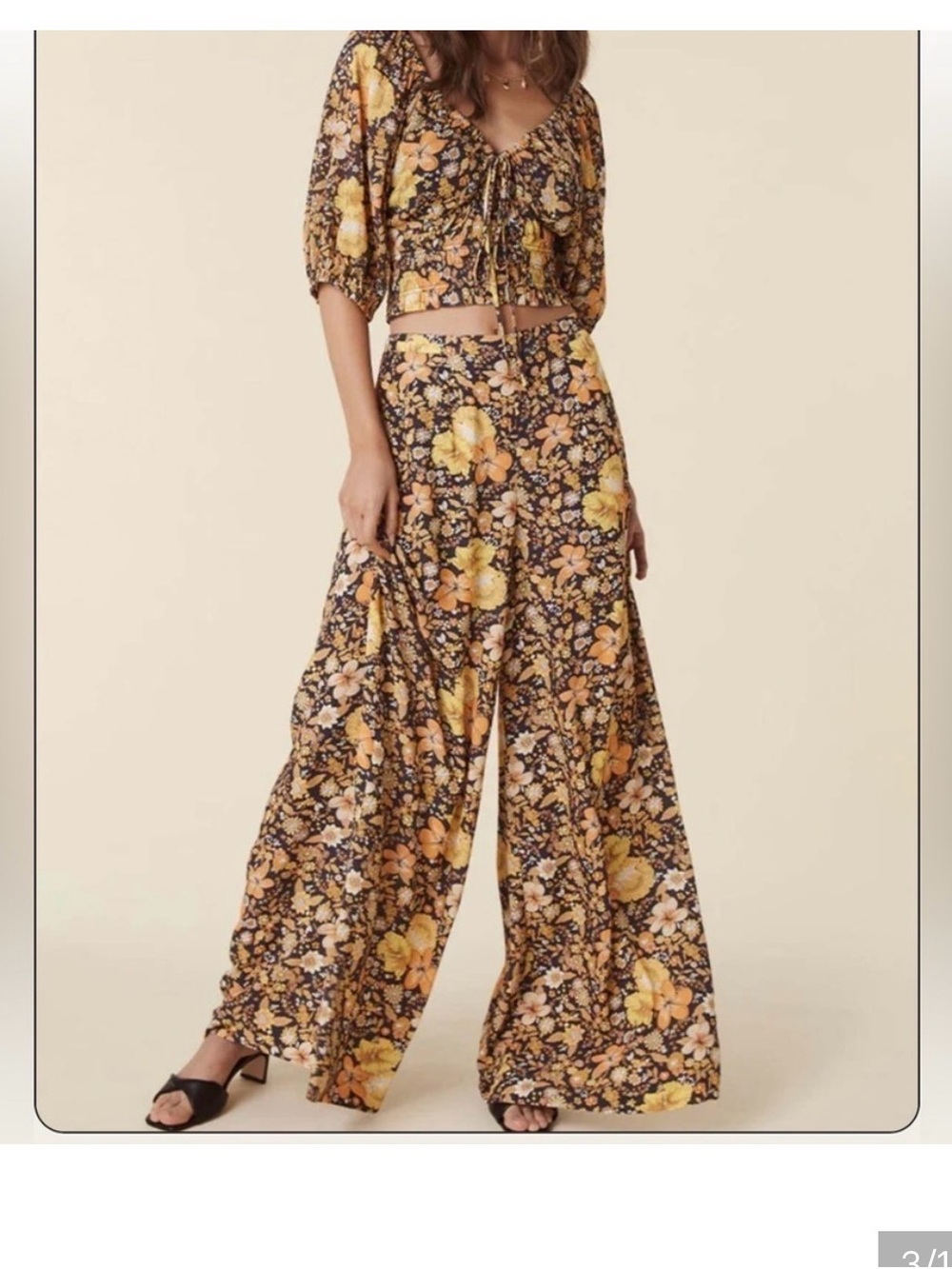 Spell Yellow Floral Wide-Leg Palazzo Pants